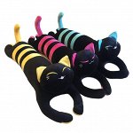 Кот батон длинный черный полосатый - игрушка обнимашка плюшевая/Игрушка мягкая &quot;Кот батон&quot;/Подушка - обнимашка в виде длинного кота 70 см