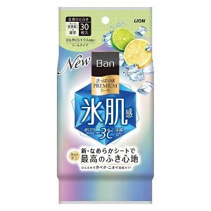 LION Дезодорант для всего тела в форме салфеток "Ban Premium Refresh Shower Sheets" (с пудрой и охлаждающим эффектом / аромат «Цветущий цитрус») 30 шт. / 24