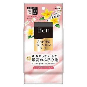 Дезодорант для всего тела в форме салфеток "Ban Premium Refresh Shower Sheets" (без пудры / аромат «Волшебные цветы») 30 шт. / 24