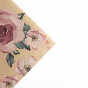 Бумага упаковочная крафтовая «Нежные цветы», 70 x 100 см