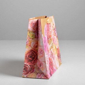 Пакет крафтовый подарочный «Поздравляю», 22 x 17,5 x 8 см