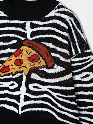 Женский свитер, принт "Пицца"