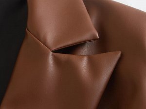 Женский пиджак из экокожи, цвет коричневый