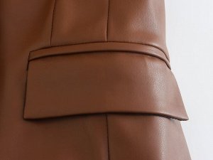 Женский пиджак из экокожи, цвет коричневый