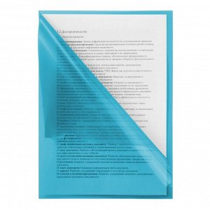 Папка-уголок А4, 100 мкм, Calligrata, эконом, прозрачная, синяя