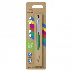 Ручка шариковая Parker Jotter Color М, корпус пластиковый, зелёный, синие чернила, блистер