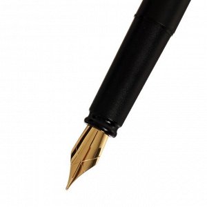 Ручка подарочная перьевая в кожзам футляре ПБ VXL, корпус черный с золотом