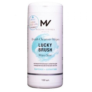 Антибактериальные салфетки LUCKY BRUSH для очищения кистей BRUSH CLEANSER WIPES MAXI SIZE 100 шт