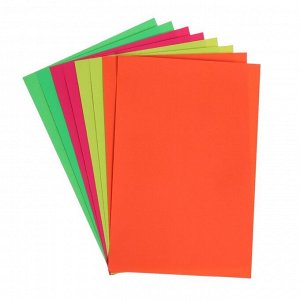 Бумага цветная самоклеящаяся А4, 8 листов, 4 цвета, флюоресцентная, 80 г/м2