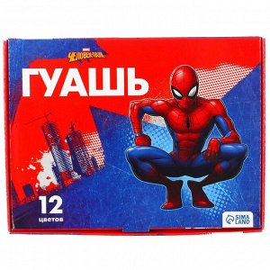 Гуашь 12 цветов по 20 мл, «Человек-паук»