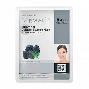Маска для лица тканевая, Dermal, Древесный уголь, 23 г