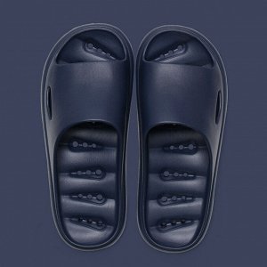 Тапочки мужские с открытым носком из материала EVA, темно-синие с перфорацией
