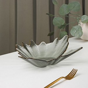 Тарелка стеклянная сервировочная «Рени», 28x8 см, цвет серый