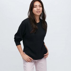 UNIQLO - вафельная кофта (обновленный дизайн) - 09 BLACK