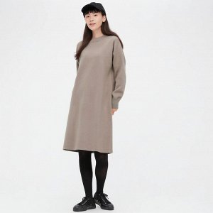 UNIQLO - гладкое платье с воротником из пряжи суфле - 32 BEIGE