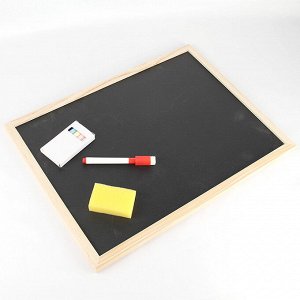 Доска для рисования двусторонняя маркерно-меловая 40*30см + губка + маркер + 4 мелка