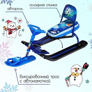 Снегокат «Тимка спорт 4-1», ТС4-1М/К, со спинкой и ремнём безопасности, цвет чёрный/синий