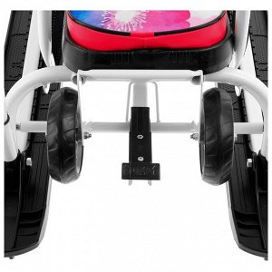 Снегокат с колёсами «Тимка спорт 6 Бабочки», ТС6, с родительской ручкой, со спинкой и ремнём безопасности, цвет чёрный/белый/розовый