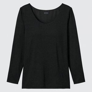 UNIQLO Heattech - гладкая футболка с бюстье и длинным рукавом - черный