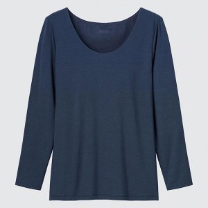 UNIQLO Heattech - гладкая футболка с бюстье и длинным рукавом - синий