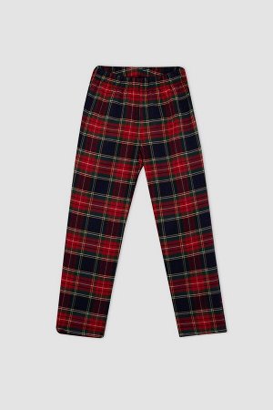 DEFACTO Клетчатый фланелевый пижамный комплект с длинными рукавами для мальчиков