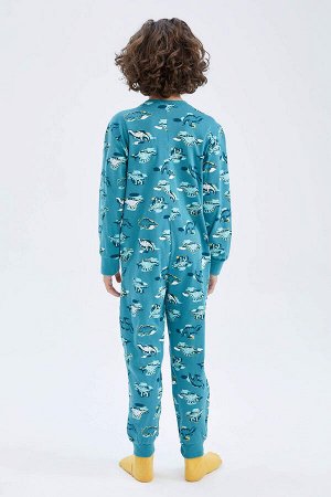 Длинный пижамный комбинезон с узором для мальчика