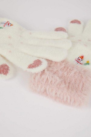 DEFACTO Рождественские вязаные перчатки для девочек
