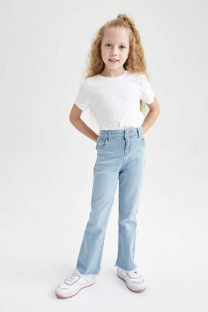 Джинсовые брюки с широкими штанинами для девочек