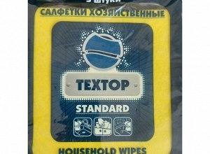 Салфетка для уборки, Textop, вискоза, желтая, 3 шт