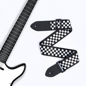 Ремень для гитары, шашечки, 60-117х5 см, черно-белый