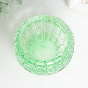 Подсвечник стекло "Бочонок" d-4,5 см зелёный 7,5х7,5х6 см