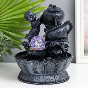 Фонтан настольный с подсветкой "Маленький Будда с чайником" 25х19,5х19,5 см