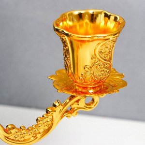 Подсвечник металл на 3 свечи "Виноградная лоза" золото 22х7,5х25 см