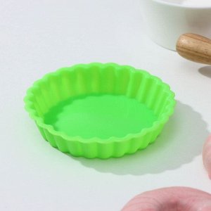 Форма для выпечки силиконовая «Рифлёный круг», 11?2,5 см, цвет МИКС