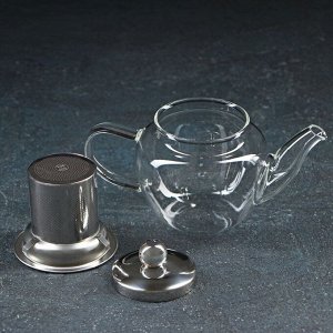 Чайник стеклянный заварочный с металлическим ситом «Калиопа», 250 мл, 15?8?9 см