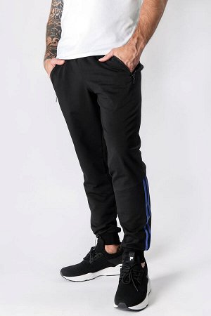 Спортивные брюки М-1264: Чёрный / Электрик