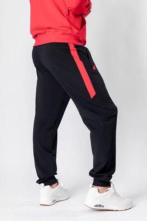 Спортивные брюки М-1220: Чёрный / Красный