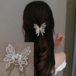Краб для волос, цвет серебристый, камень прозрачный переливающийся, арт. 061.403
