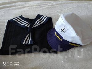 Комплект моряка детский морская фуражка + воротник, 3-6 лет