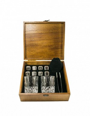 Откройте новый уровень элегантности: подарочный набор стаканов с камнями для виски в деревянной коробке!