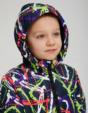 Комбинезон детский зимний мембранный Зигзаг цвет чёрный, зелёный