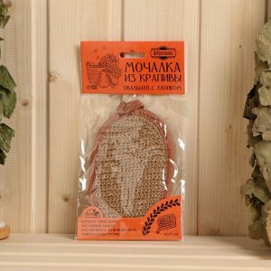 Добропаровъ Мочалка из крапивы(рами), овальная с хлопком, 14,5х9,7 см