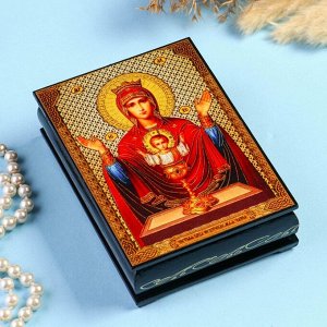 Шкатулка «Божья Матерь Неупиваемая Чаша» 10x14 см, лаковая миниатюра