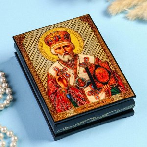 Шкатулка «Святитель Николай Чудотворец» 10x14 см, лаковая миниатюра