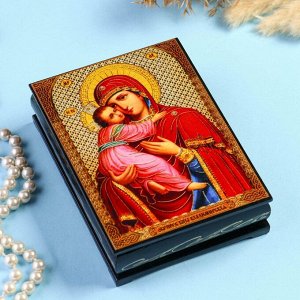 Шкатулка «Божья Матерь Владимирская» 10x14 см, лаковая миниатюра