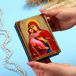 Шкатулка «Божья Матерь Владимирская» 10x14 см, лаковая миниатюра