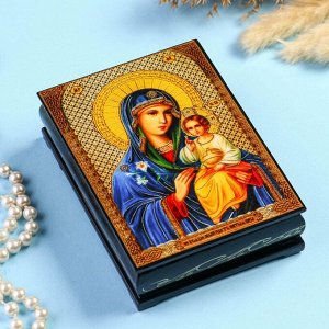 Шкатулка «Божья Матерь Неувядаемый Цвет» 10x14 см, лаковая миниатюра