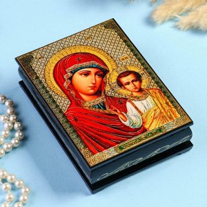 Шкатулка «Божья Матерь Казанская» 10x14 см, лаковая миниатюра