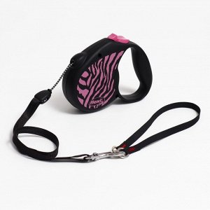 Рулетка Flexi Safari cord M (20 кг) 5 м, розовая зебра (pink Zebra)