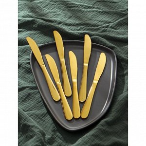 Набор ножей столовых Доляна «Голд», h=22 см, 6 шт, цвет золотой